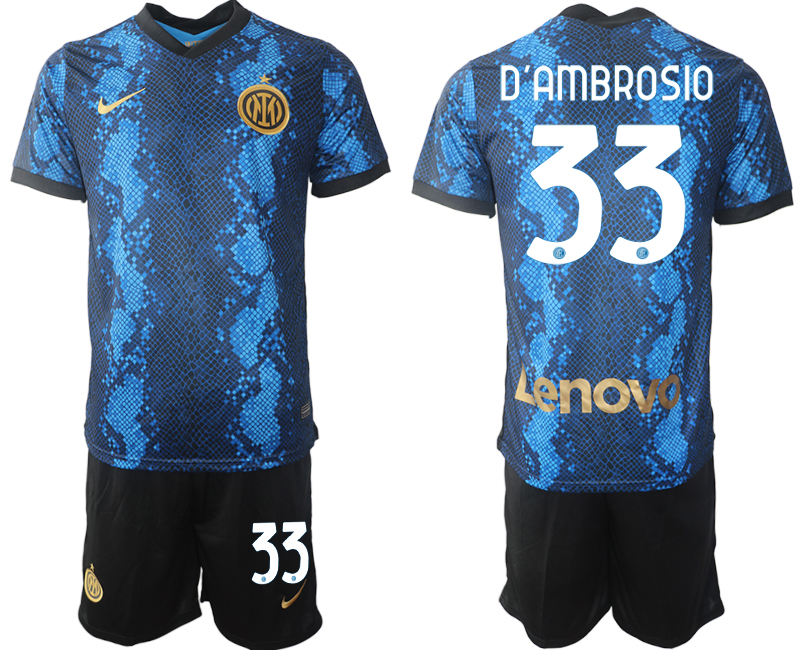 Men 2021-2022 Club Inter Milan home blue #33 Nike Soccer Jersey